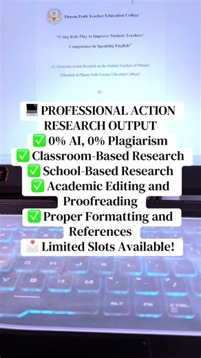 🏆 SUCCESSFULLY COMPLETED ACTION RESEARCH ✅ 0% AI, 0% Plagiarism ✅ Complete Manuscript Development ✅ Strong Academic Structure ✅ Practical Intervention Plan ✅ Ready for Final Submission 📩 Message Us Today! #actionresearch #commissionsopen #research #fyp #academiccommissionsph