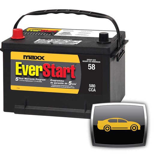 EverStart AUTO MAXX-58N, 12 Volt, Car Battery, Group Size 58, 580 CCA, EverStart, Car Battery - Walmart.ca