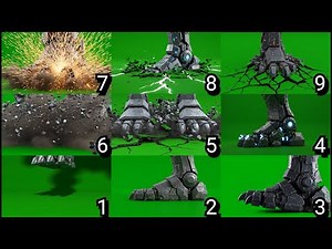 Giant Robot Feet Stomp (1) Compilation, Green Screen with Sound Effects, No Watermark & No Copyright