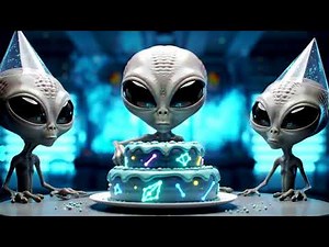 Amazing short of alien cutting the cake.