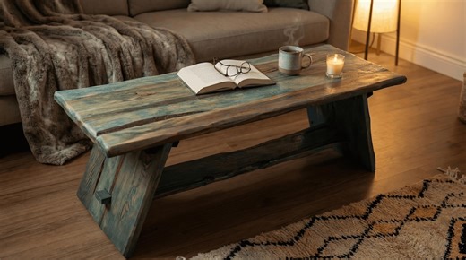 Handcrafted Live Edge Coffee Table - Rustic Blue Green Atlas Cedar - Etsy