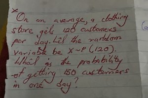 x On an average, a clothing store gels 120 customers per day. L... | Filo