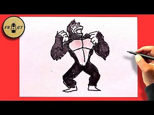 How to draw king kong full body easy