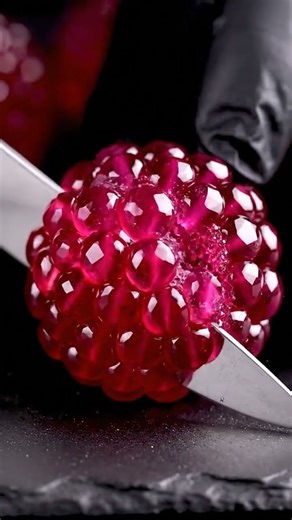 Cutting a Crystal Raspberry | Sparkling ASMR Sounds