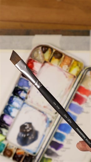Kris DeBruine on Instagram: "The Princeton Aqua Elite 1/2" Angle Shader is a versatile watercolor brush that is a great addition to the watercolor artist toolkit."
