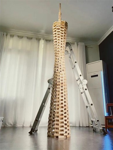 EPIC Kapla Block Canton Tower: Build & Satisfying Collapse! 🗼 | 极限平衡艺术：木块搭建广州塔