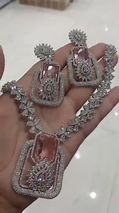 43K views · 590 reactions | Pink silver  American diamond necklace available 03214501470 | NA Jewelry | Facebook