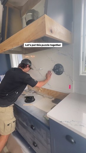 1.9K views · 21 reactions | Installing full-heigh backsplash projects can be like assembling a puzzle. Because we measure digitally all the parts and pieces fit together like a glove. Our install crew put this puzzle together in record time. ⏱️ Look at these guys go! #kitchenbacksplash #kitchenbacksplashideas #quartzbacksplash #customkitchens #customcountertopsnearme #quartzcountertops #familyownedbusinesses #countertopinstallation | Select Surfaces | Facebook