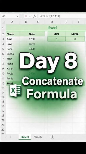 Day 8: How to Merge Cells Like a Pro (Excel) #excel #exceltips #concatenate