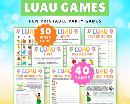 Luau Game Bundle: 40 Printable Aloha Party Games (bingo Included) - Etsy