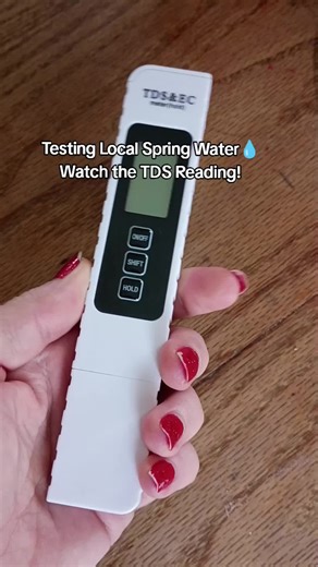 Checking out this local spring water with my digital water tester! Watch the TDS reading appear as I test the water right in the glass. This is an easy way to see if your water quality at home. Follow along for more affordable home tools. #localspringwater #digitalwatertester #tdswatertester #affordablehometools #tiktokshopblackfriday