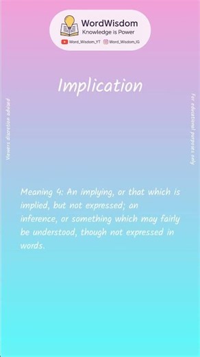 What does "Implication" mean? | English vocabulary shorts | #implication #wordwisdom