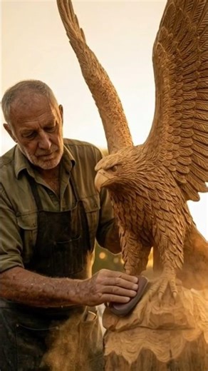 Giant Wooden Eagle From a Single Log