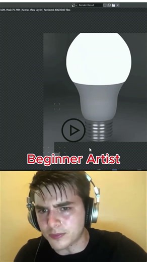 Beginner Artist vs Professional making light bulb | Blender