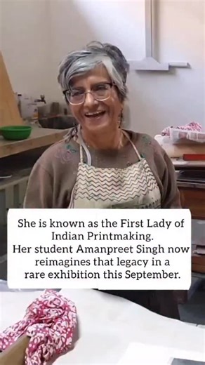 India Cultural Hub on Instagram: "#ICHArt: From the First Lady of Indian Printmaking to her student — a legacy reimagined. ✨ Anupam Sud has inspired generations of artists to find their own voice. Among them is Harshdeep Kaur (@artist_harshdeepkaur )who first encountered Sud’s work as a student and now brings her own distinct artistic language to the fore. In dialogue with Sud’s work are Harshdeep Kaur’s portraits, landscapes, and allegorical paintings, exploring both the external and internal w