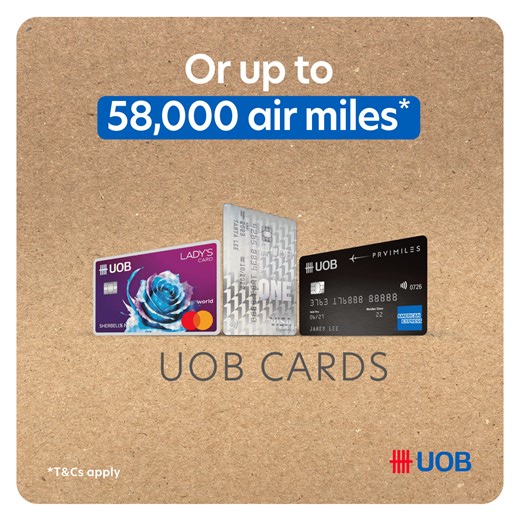 Pick a card that suit the lifestyle you love. Whether it’s the convenience of cashback, the joy of miles collection or the flexibility to choose the rewards you prefer, we’ve got the card for you. For a limited time , get a gift worth up to S$730 or up to 58,000 miles when you apply now! *For new-to-UOB Credit Cardmembers only. T&Cs apply. | UOB Cards