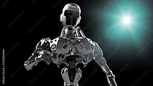Running cyborg, running robot render 3D