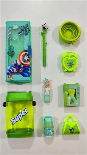 Unboxing Creative Green Stationery, Pencil Case, Sharpener, Erasner, Pen #stationery #backtoschool