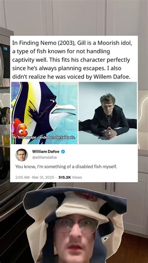 In Finding Nemo (2003), Gill is a Moorish idol, a type of fish known for not handling captivity well