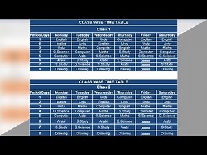 How to Create Class Wise Time Table in Microsoft Excel