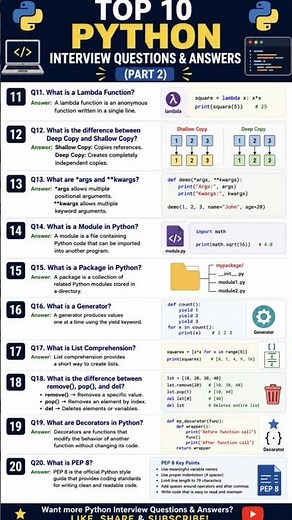 python top 10 interview questions part 2✅ #campusplacement #career #careeradvice