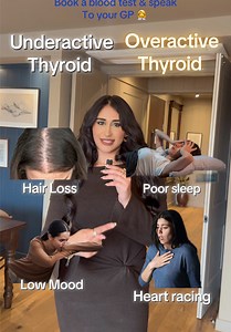 Your thyroid controls EVERYTHING… so when it’s off, your whole body feels it 👀 Underactive thyroid = everything slows down Think: tired all the time, weight gain, always cold, dry skin, brain fog 🥶 Overactive thyroid = everything speeds up Think: weight loss, anxiety, racing heart, sweating, shaky hands 🥵 Same gland… completely opposite symptoms. If you feel “off” and can’t explain it — this is your sign to check your thyroid levels 🧠 #thyroid #hypothyroidism #hyperthyroidism #hormonehealth