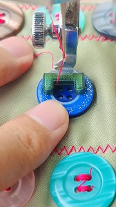 Sewing button using a semi portable sewing machine #sewing #sewingbutton #sewinglovers | Mugi Wiyono