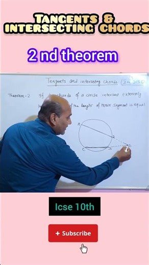 Tangents and intersecting chords 2nd theorem. #maths #icse #exam #shorts