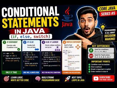 Conditional Statements in Java | if else switch Explained | Core Java #5