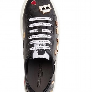 Brand New Karl Lagerfeld Black Sneakers with Gold and Red Details