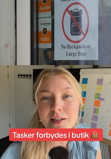 Forbud mod store tasker i butikken