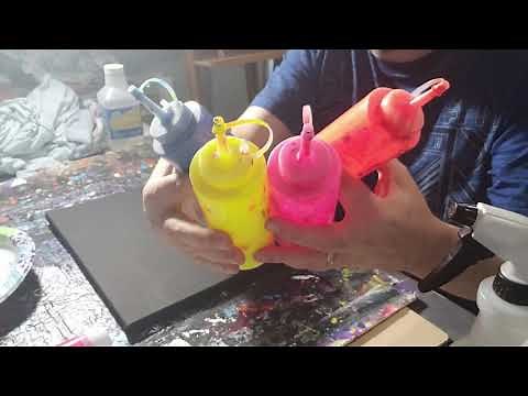Acrylic Abstract Black Light Painting Tutorial....Easy to do