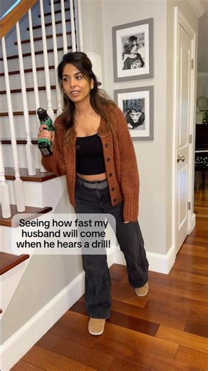 Seeing how fast my husband comes when he hears the drill! | #shorts