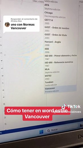 Cómo usar el estilo Vancouver en Word