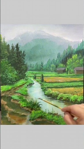 Beautiful Nature Drawing | Mountain, River & Forest Scenery Art #NatureDrawing #SceneryDrawing #art