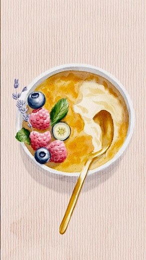 Painting a crème brûlée using watercolor brushes 🍮✨ #procreate #watercolor #drawing