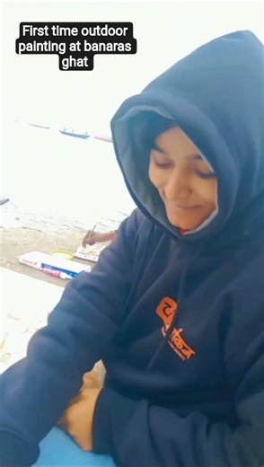 first time outdoor painting at banaras ghat #drawingreels #art #myartistlife #artstyle #livepainting