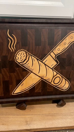 545K views · 3.9K reactions | Cigars and standing by a grill? Just finished up this custom board made from walnut and hard maple  Luckily I never got into cigars I don’t know if my wallet could handle a cigar and whiskey collection  #cigar #cuttingboard #woodworking | Two Moose Design | Facebook