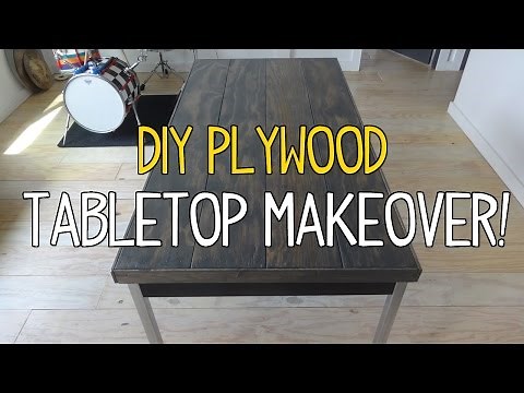 Simple DIY Plywood Plank Tabletop Makeover!