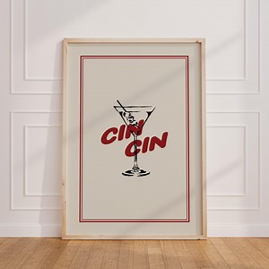 Cin Cin Cocktail Print: Retro Martini Cheers Wall Art (digital Download) - Etsy