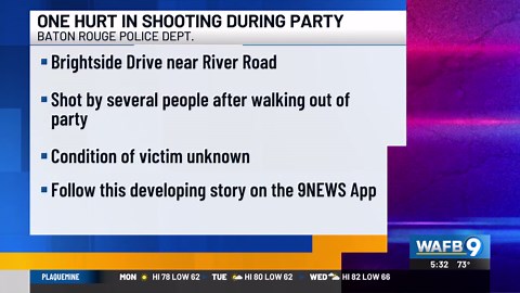 1 person hurt in shooting during party on Brightside Drive, police say