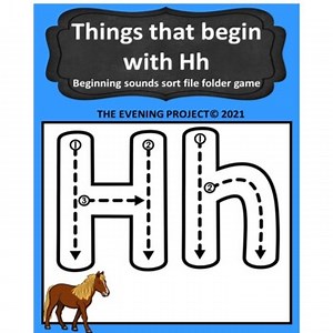Things that begin with Hh /Beginning sounds sort file folder game