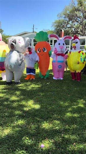 Epic Easter Egg Hunt with Inflatable Costumes!