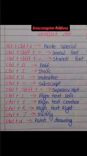Wordpad ka all shortcut key