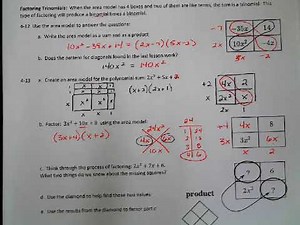 CPM Integrated II Lesson 4.1.2 Factoring with Area Models
