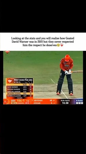how Goated David Warner was in SRH but they never respected him the respect he deserves🥹❤️‍🩹|#srh