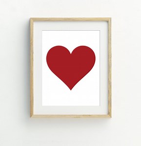 Red Heart Print, Heart Printable Wall Art, Heart Poster, Valentines Day Printable, Valentines Diy Decor, 5x7, 8x10, 11x14, 16x20 - Etsy