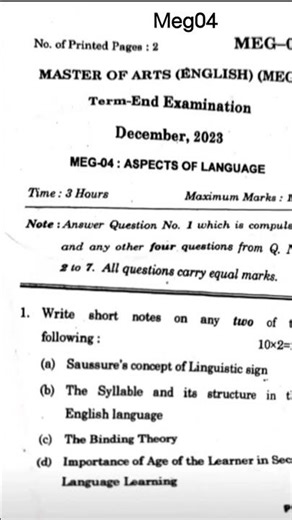 meg04 Dec 2023 previous year question paper #share