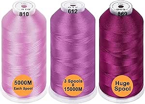 New brothreads - 40 Options- Various Assorted Color Packs of Polyester Embroidery Machine Thread Huge Spool 5000M for All Embroidery Machines -Different Purples