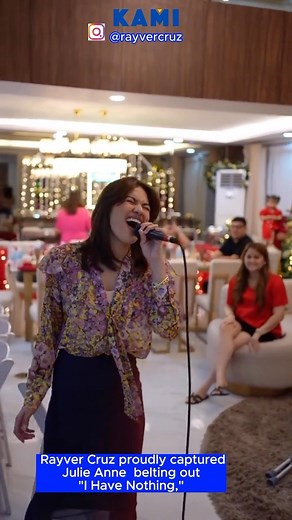 When your girlfriend slays Whitney at the family Christmas party! 🎤🎄 Rayver Cruz proudly captured @MyJaps belting out “I Have Nothing.” #rayvercruz #julieannesanjose | Kami.com.ph